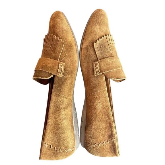 Born Brown Suede McGee Slip-on Fringe Kiltie Loafers Size 11 - Picture 2 of 7